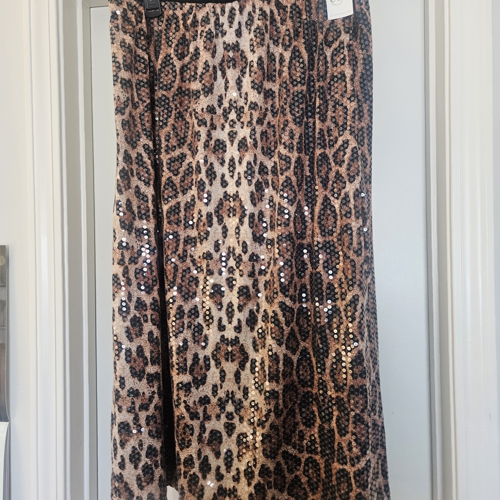 Cato Leopard Sequin Pencil Skirt